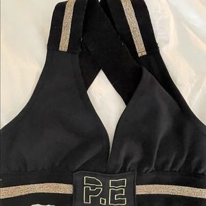 PE Nation gold and black crop top